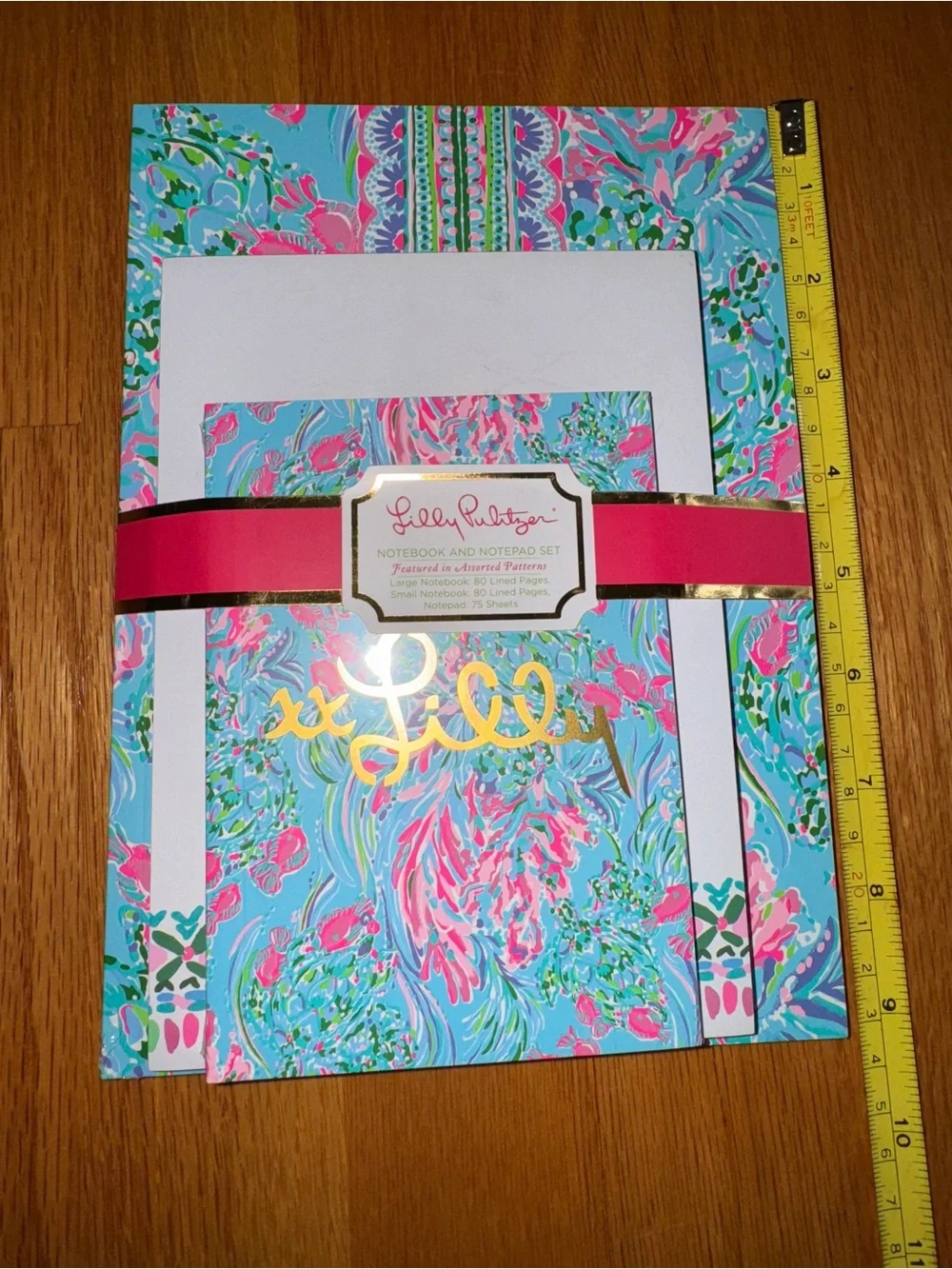 Lilly Pulitzer Notebook Aqua & Hot Pink Floral Notepad Set.  Great gift